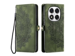 Capa Tipo Carteira Para Xiaomi Redmi Note 14 Pro 5g / 14 Pro 5g / Poco X7 5g, Capa De Couro Com Estampa De Totem E Verde-escuro