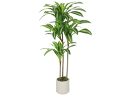 Planta Artificial de Dracaena Verde em Peva e Madeira com Pp e Vaso de Cimento. 60x40x120 Cm Ge