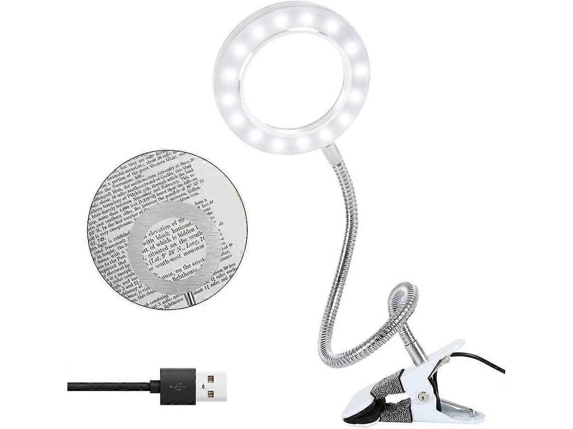 Lupa De Mesa Com Led, Luminária De Aumento Para Luz Do Dia, Lupa Com Presilha, Lupa De Mesa Usb Com Presilha, Lupa Com Led. Aquaforge