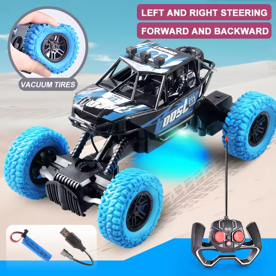 Carro de Controle Remoto de Alta Velocidade com Luzes Led Coloridas Piscantes e Pneus de Borracha. MDUG (azul)
