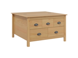 Conjunto 1 Mesa De Café Para Sala De Estar Vidaxl Castanho Madeira De Pinho Maciça (79.5 X 79.5 X 49 Cm)
