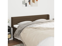 Vidaxl Cabeceira De Cama C/ Abas Tecido 163x16x78/88cm Castanho-escuro