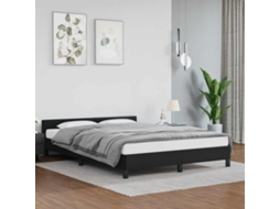 Vidaxl Estrutura Cama C/ Cabeceira Sem Colchão 140x190 Cm Preto