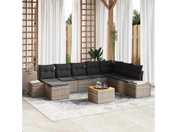 Vidaxl Conjunto De Sofá De Jardim 9 Pcs Cinzeto