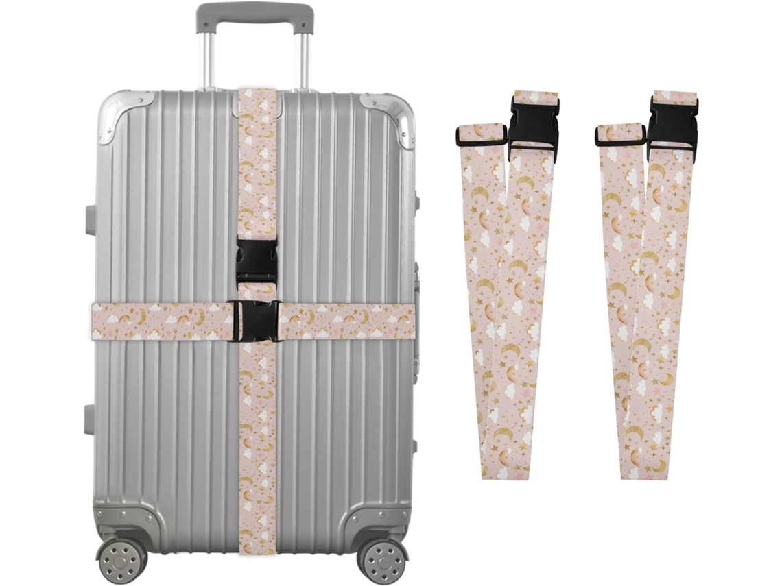 Conjunto De 2 Cintas Para Bagagem Com Estampas Estrelas, Lua, Arco Íris E Nuvens Para Malas De Viagem, Acessórios Para