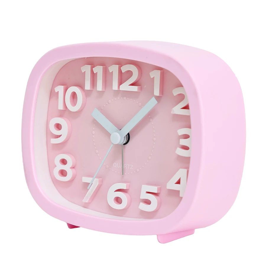 (rosa) Despertador De Quartzo Quadrado Simples Para Mesa De Cabeceira Com Mostrador Digital 3d Criativo, Sem Necessidade De Pilhas.