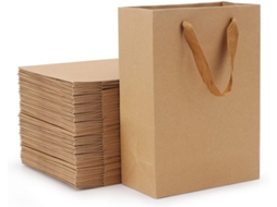 Sacos de Papel Kraft com Alças, Pacote com 30 Unidades, 15 X 5, 8 X 19,8 Cm , Tamanho Pequeno BRILVIBERA (5, 9'' X 2, 3'' X 7, 8'')
