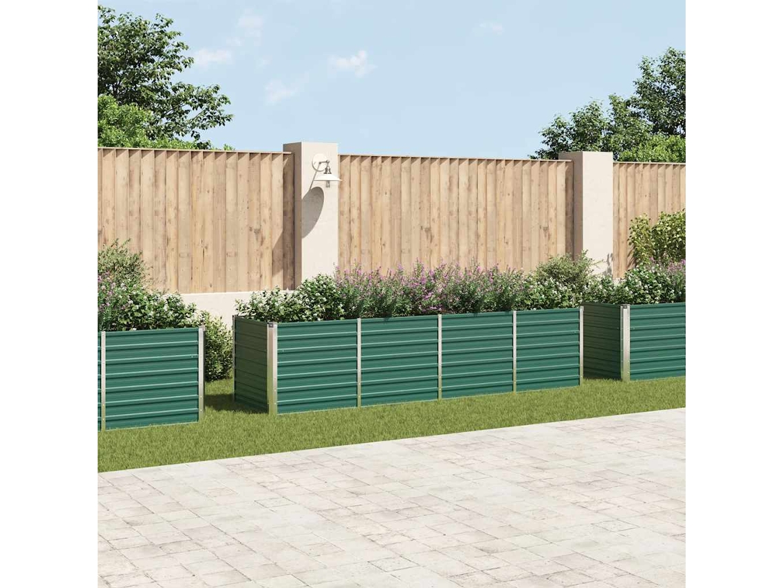 Vidaxl Canteiro Elevado De Jardim Aço Galvanizado 320x80x77cm Verde