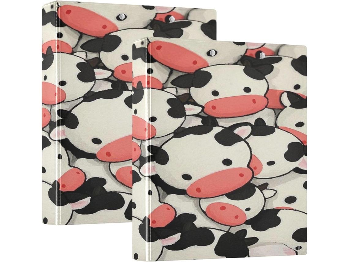 Macarrão escolar macio com estampa de vaca, 3,8 cm, 1,5 unidades, fichário com 3 anéis e prancheta, pacote com 1 ou 2 unidades.