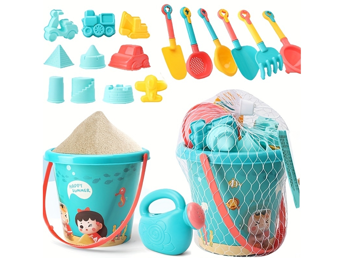 Conjunto De 18 Peças Brinquedos Para Bebês Cavarem Na Areia: Balde Plástico, Pá, Molde Areia E Caldeirão. Ideal Brincadeiras Prai -aquaforge