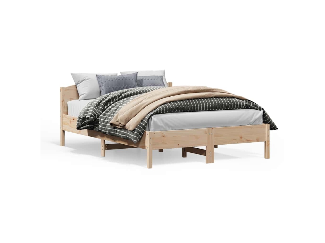 Bed Frame, Bed Frames Vidaxl Marrom Madeira De Pinho (150 X 200 Cm)