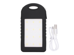 Power Bank Solar 5000mah com 12led Lanterna, Carregamento Portátil para Acampamento e Pesca Preto | S/MARCA