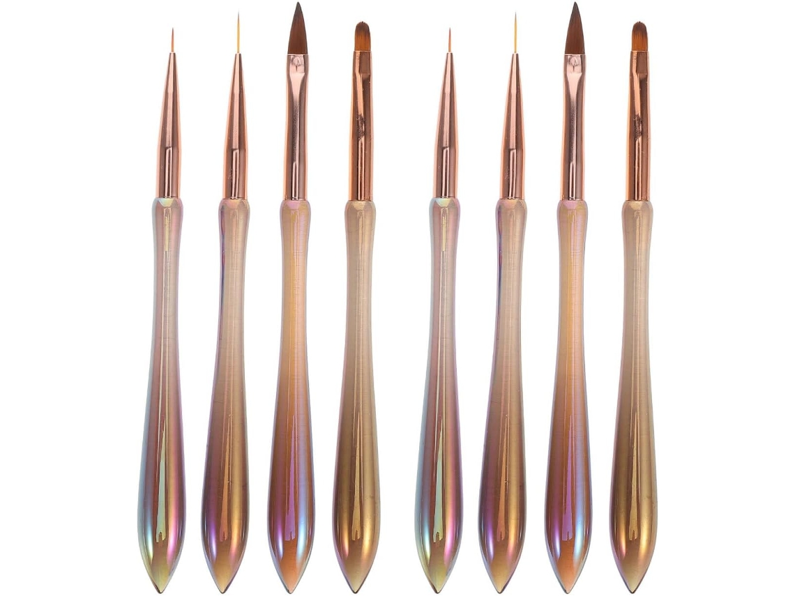 Conjunto De 8 Pincéis Para Nail Art, Ferramentas De Desenho Em Metal De Precisão