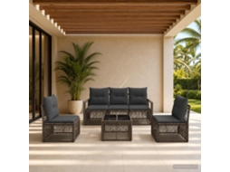 Vidaxl Conjunto De Sofá De Jardim 6 Unid. Cinzento Vime Pe