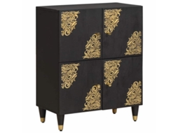 Vidaxl Buffet Com Porta Preto 60 X 33 X 75 Cm Madeira De Manga Maciça