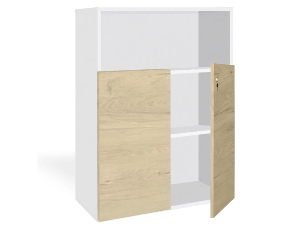 Armário de arquivo com portas baixas. 3 prateleiras. 120 x 90 x 40 cm. Carvalho Branco. OFILIKE