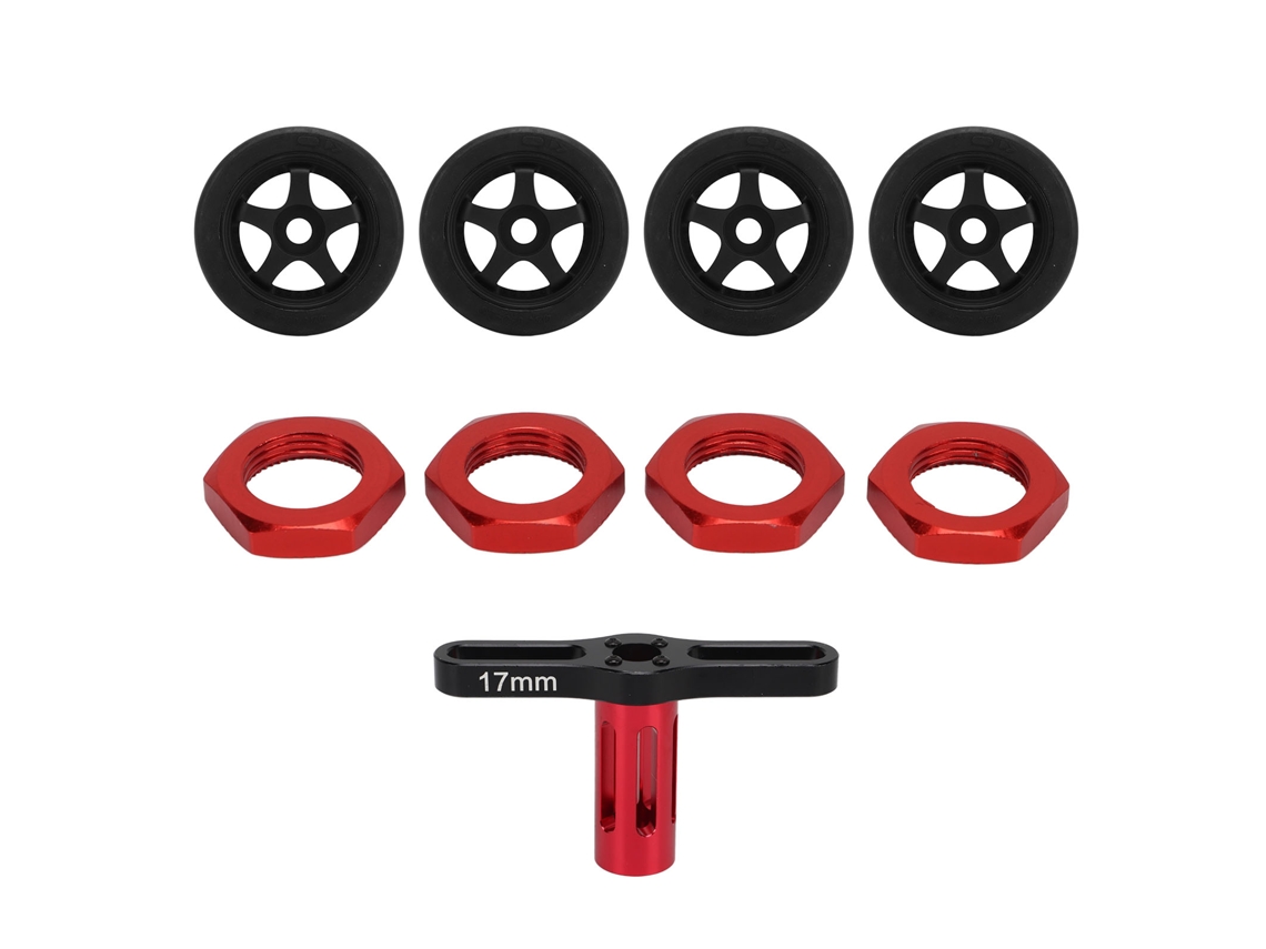 Mali 4pcs Pneus de Borracha Rc com Aros de Plástico 17mm Hex 5 Raios para Arrma Infraction V2 Felony Ex 07 1/7 Carro Rc Preto