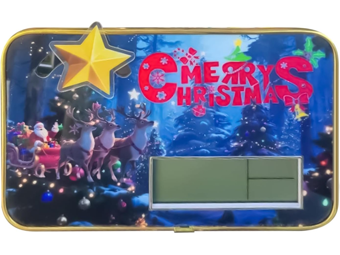 Relógio De Natal Digital Com Papai Noel E Renas, Data E Temperatura | Decoração Temporal Para Quarto Gokoco