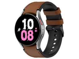 Bracelete para Samsung Galaxy Watch 5 Silicone e Couro Preto Fivela Tamanho L 40/44mm Marrom XIAOMOYU
