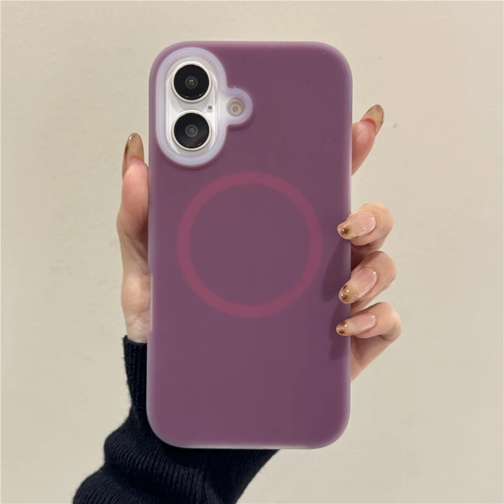 Capa Magnética Para Celular (roxo Escuro) Para Iphone 12 Pro Max, Silicone Líquido, Espessa E Resistente A Impactos.