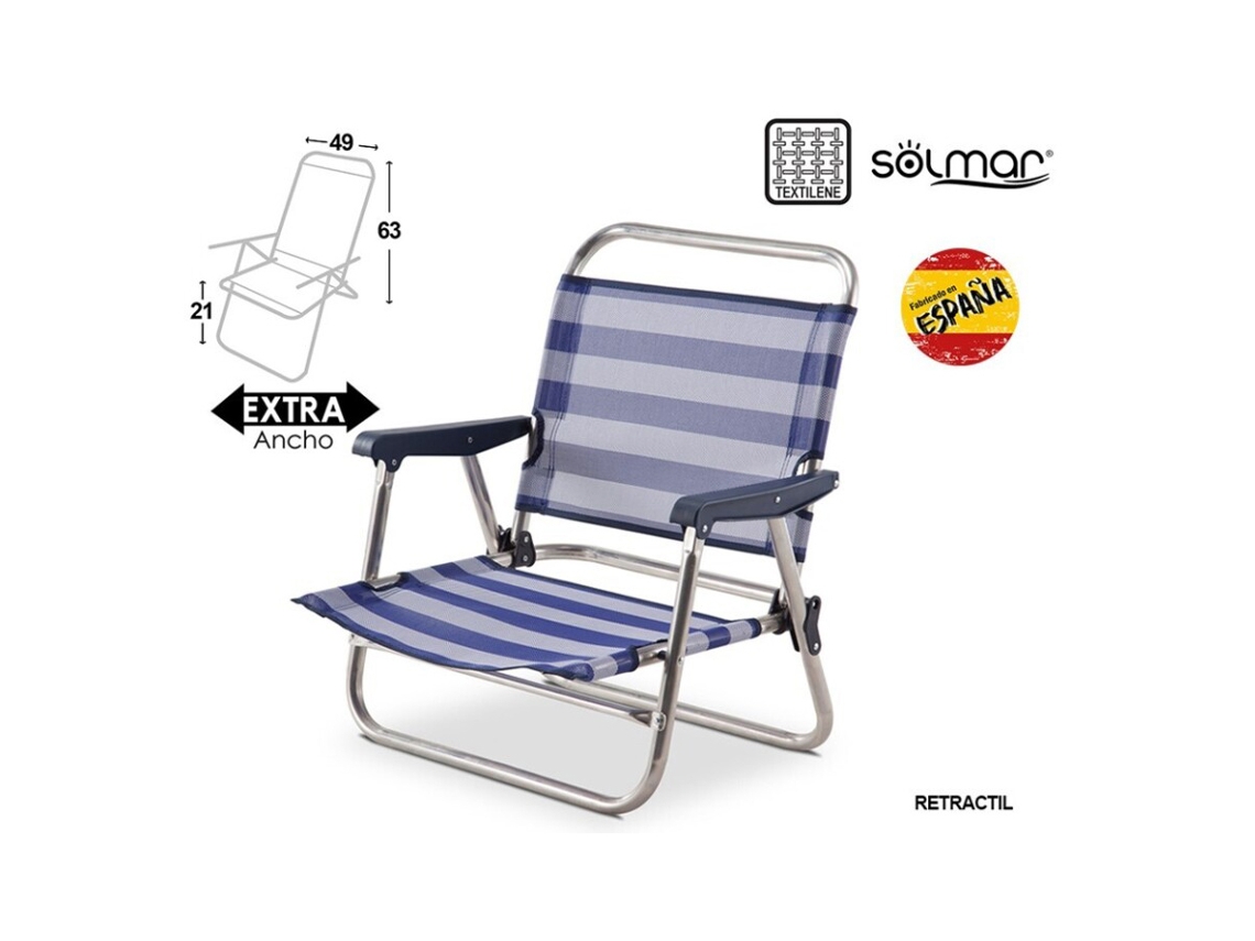 Cadeira De Praia Baixa De Alumínio Reforçada Alexa Riscas Marinera Solmar Bestway