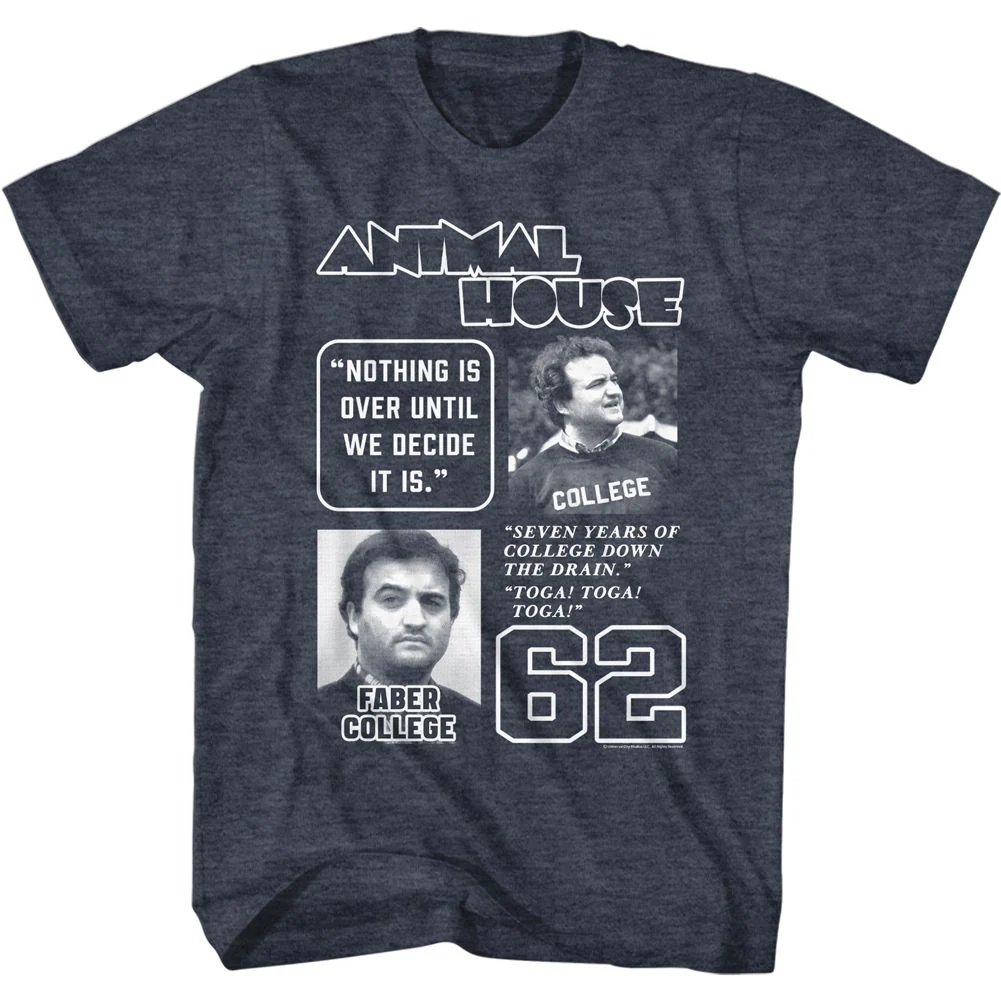 Unisex Adult T-shirt Rockinstone Animal House Movie Multi Quote Heather Navy Sizes