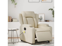 Vidaxl Poltrona Massagens Reclinável Elétrica Couro Artificial Creme