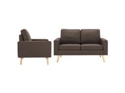 Vidaxl 2 Pcs Conjunto De Sofás Tecido Castanho