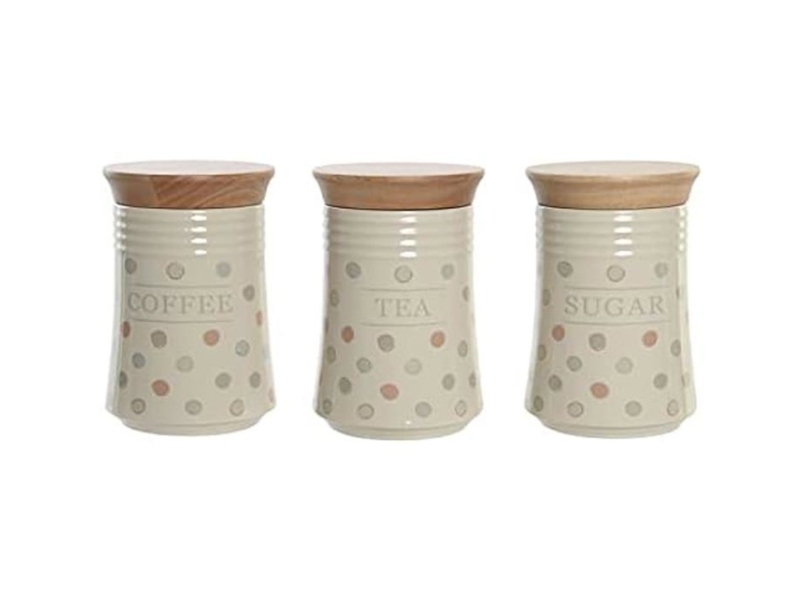 Garrafa Dkd Home Decor Padrão Bege Bambu E Grés 10x10x16 Cm