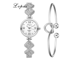 Relógio de Pulso Feminino de Quartzo Casual com Strass Pulseira Elegante Prata Branco