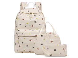 Mochila De Três Peças Mochila De Estudante Clara [conjunto De Três Peças] Bege (chinelos)