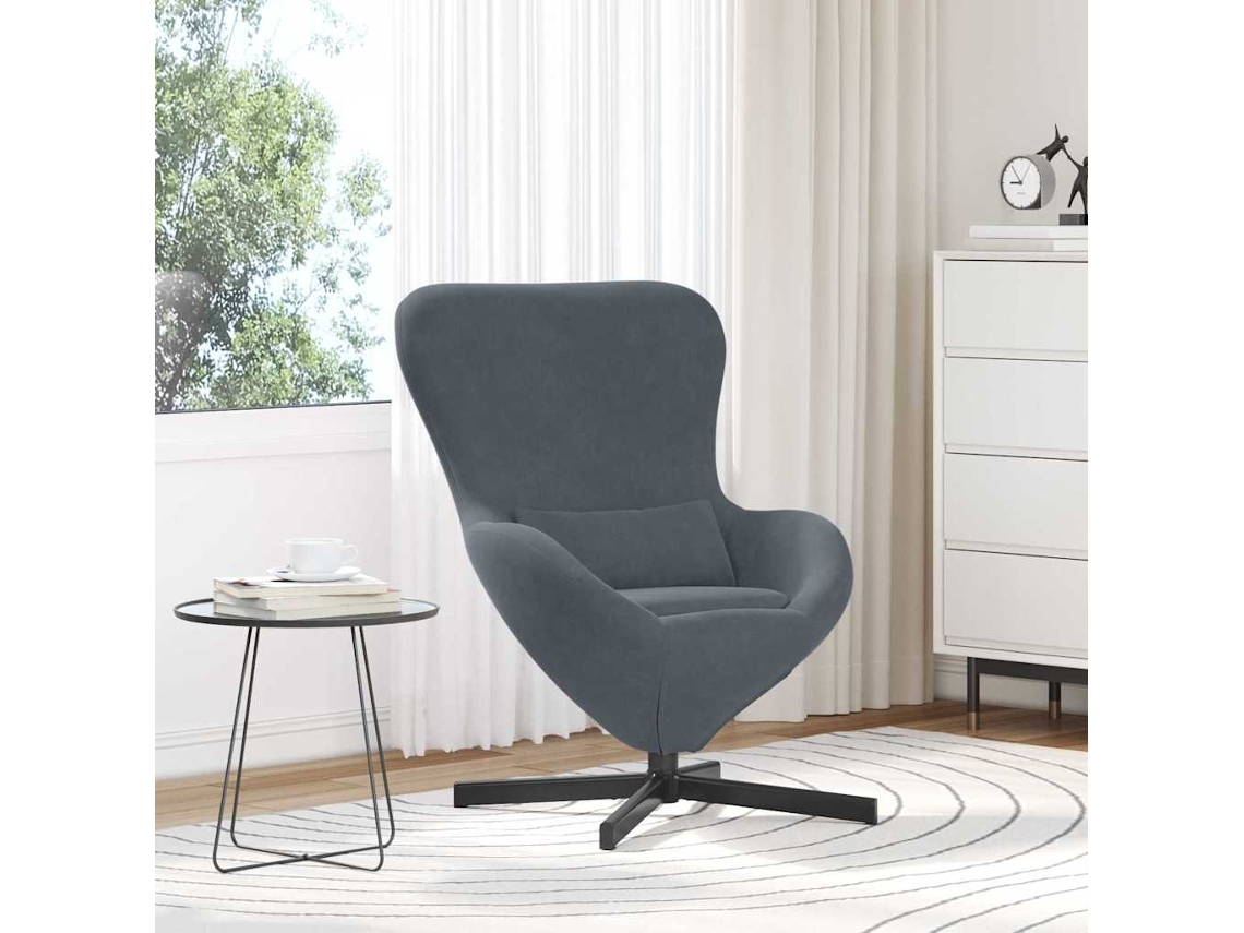 Vidaxl Cadeira Ovo Cinza Escuro 63 X 73 X 90 Cm Veludo