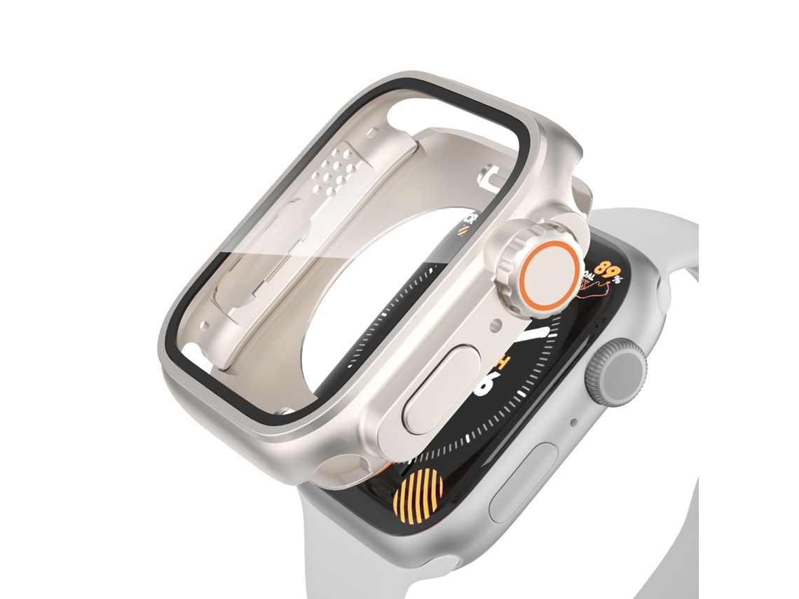 Apple Watch Series 9 / 8 / 7 41mm Mude para Ultra 49mm À Prova D 'Água All-Inclusive Film Hybrid peça Watch Case (Starlight Silver)