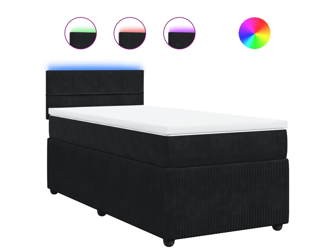 Box Spring Bed, Box Spring Beds Vidaxl Preto Veludo (90 X 190 Cm)