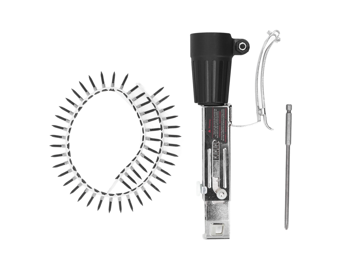 Adaptador para pistola de pregos com corrente em liga de alumínio anticorrosiva, com ajuste de profundidade para furadeira elétrica automática.