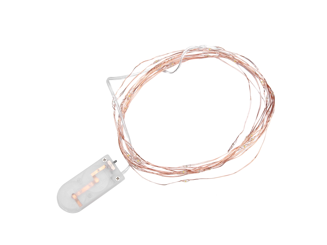 Luzes de Fita LED 3m 30 LEDs Fio de Cobre Bateria Colorida para Natal Casamento Decoração