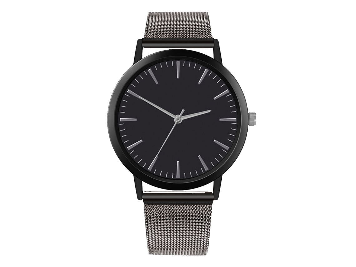 Relógio Analógico de Pulso com Pulseira de Malha Quartzo Estilo Casual Empresarial Gunmetal