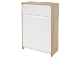 Armário de Banheiro com Gavetas e Duas Portas, 60x30x90 cm, efeito Madeira Natural e Branco MEGA ECHO TRADE SHOP