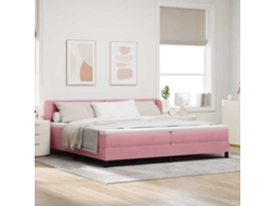 Vidaxl Cama Box Com Cabeceira Rosa 200 X 200 Cm Veludo