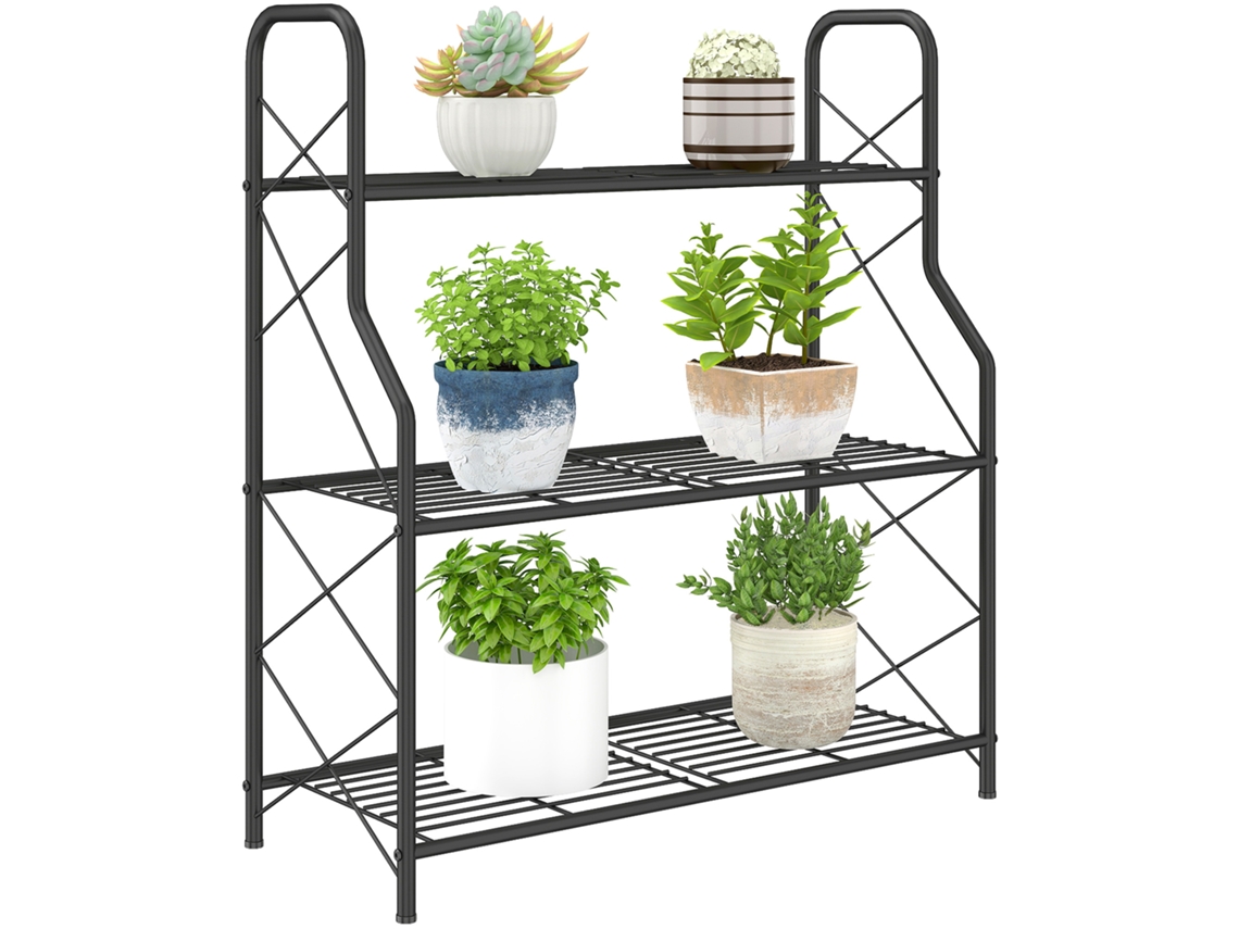 Prateleira Metálica Sólida De 3 Níveis Para Internos E Externos 69x28,5x78 Cm Preto - Design Moderno, Prático, Alta Qualidade, Versátil