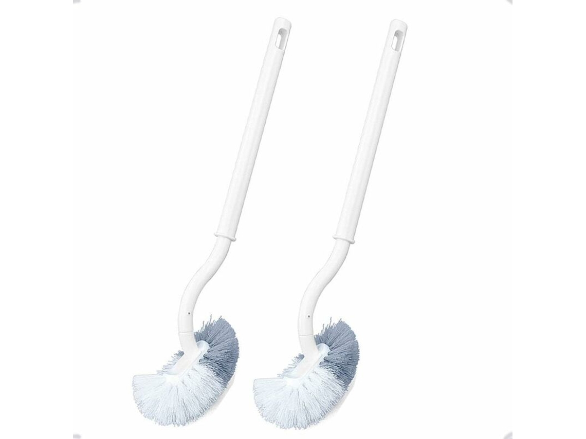 Escova Sanitária 2 Unidades de Plástico com Cabo Longo e Suporte de Parede AQUAFORGE