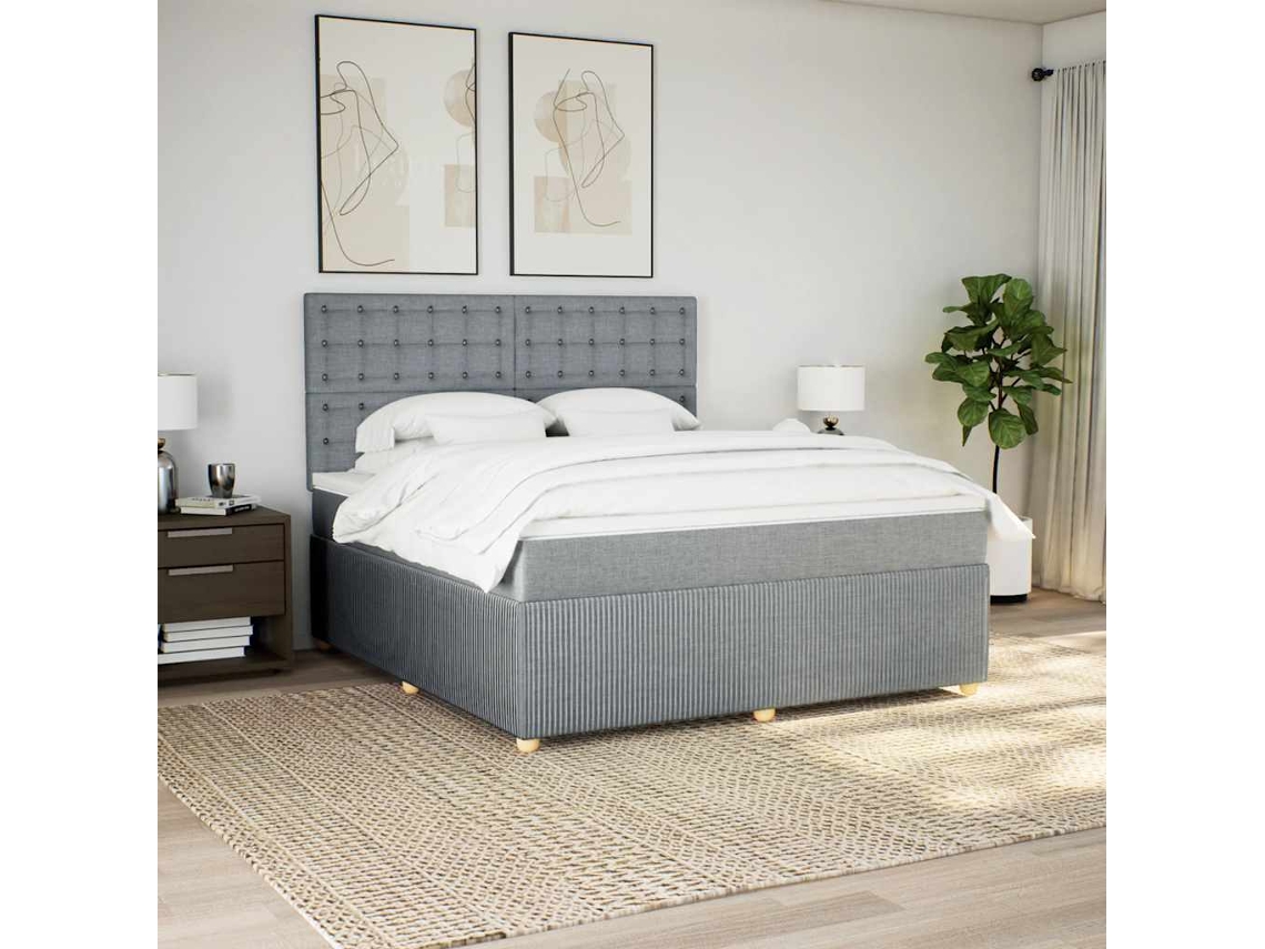 Vidaxl Cama Com Molas/colchão 180x200 Cm Tecido Cinzento-claro