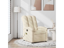 Vidaxl Poltrona De Massagem Reclinável Em Tecido Creme