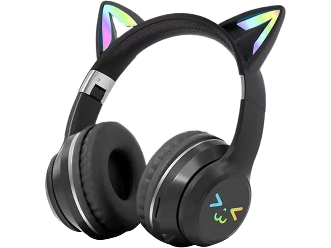 Fones De Ouvido Com Orelhas Gato, Microfone Sem Fio E Luzes De Led