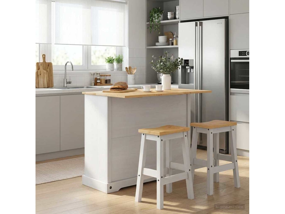 Vidaxl Armazenamento De Cozinha 2 Unid. Branco E Cera De Mel