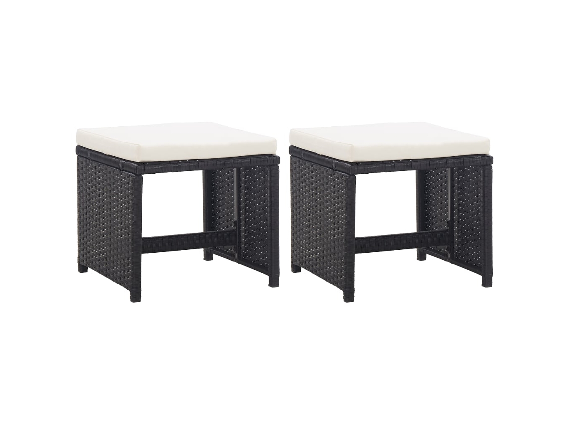 Bancos De Jardim 2 Pcs Com Almofadões Em Vime Pe Preto Dkd Home Decor