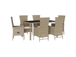 Maison Exclusive - 7 Pcs Conjunto De Jantar P/ Jardim Com Almofadões Vime Pe Bege
