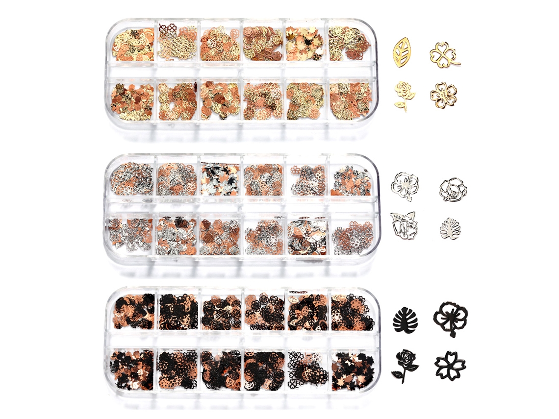 Caixas De Acessórios Metálicos Brilhantes Para Decoração De Unhas Fatia De Metal Para Diy Nail Art Salon -Style1 ZMDECQNA 3 Un