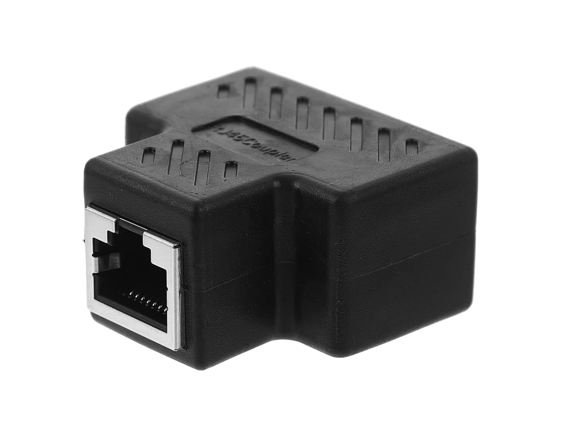 Divisor Ethernet Rj45 Compacto De 1 Para 2 Em Plástico Preto, Fácil De Usar.