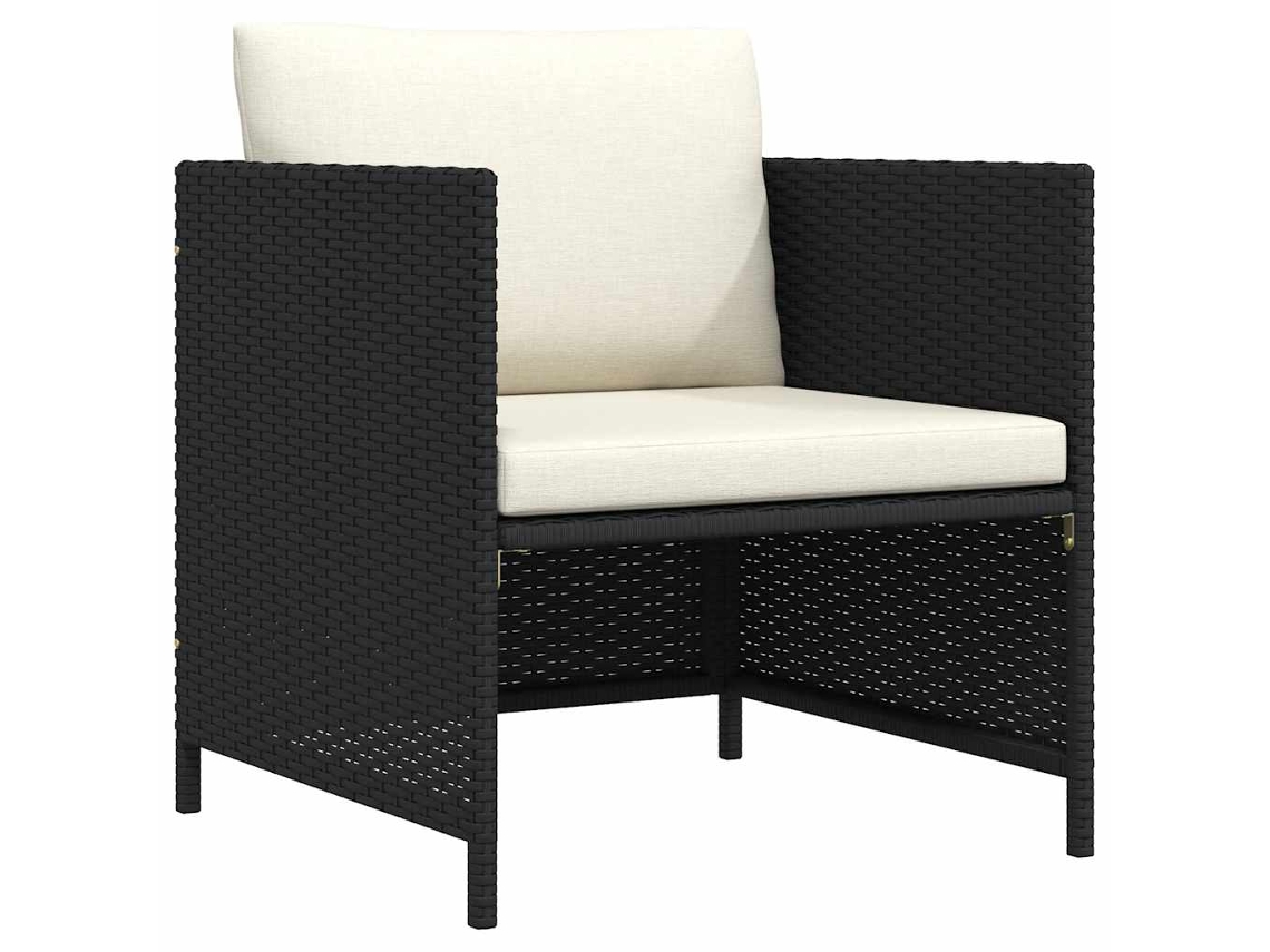 Vidaxl Sofá De Jardim Com Almofadões Vime Pe Preto